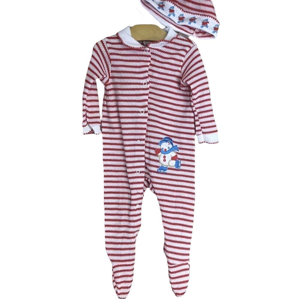 Vintage Carter’s Christmas holiday snowman 6 9 months one piece sleeper pajamas